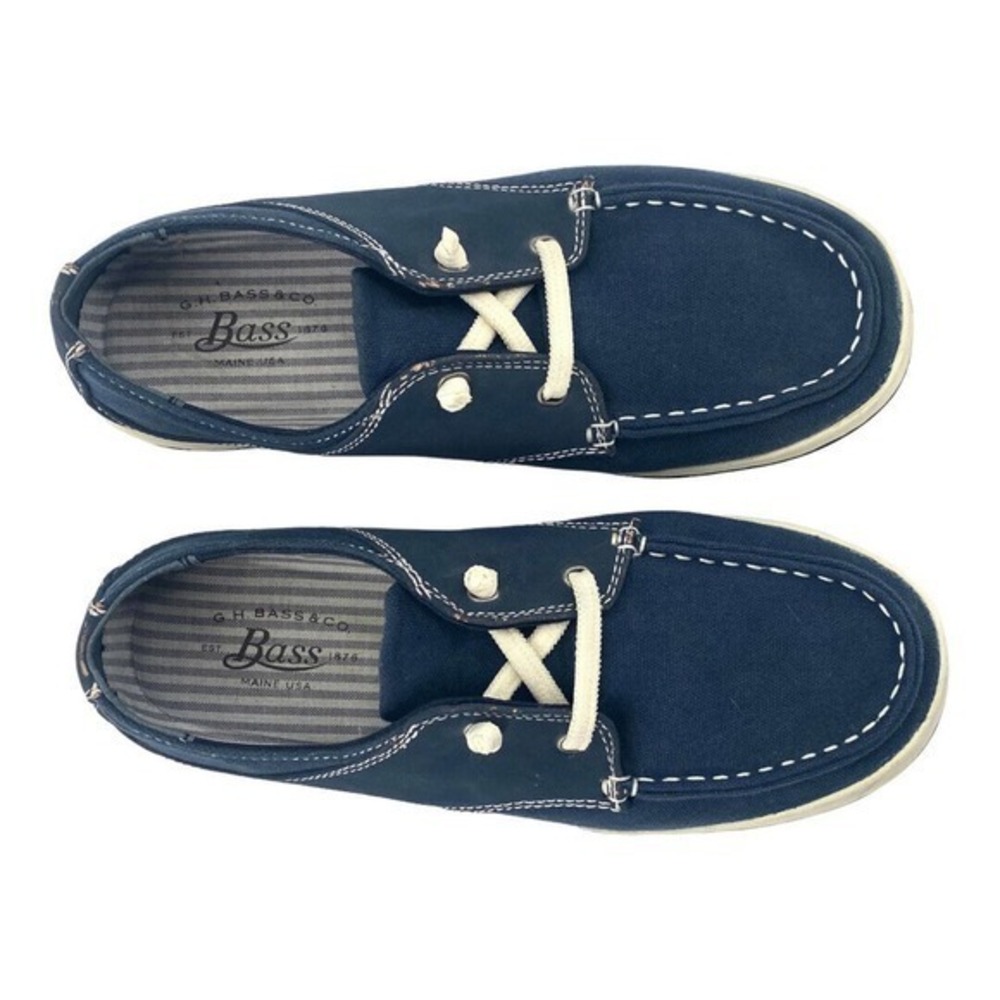 G.H. Bass & Company Nantucket Leather Lace Up Men's Boat Sneakers Women 8 Men 7 - Picture 2 of 11